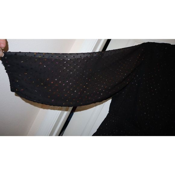 Torrid Women's Plus Sz 3 (3X) Deep Black Mini Clip Dot Blouson Sleeve Dress $86 - Picture 6 of 16